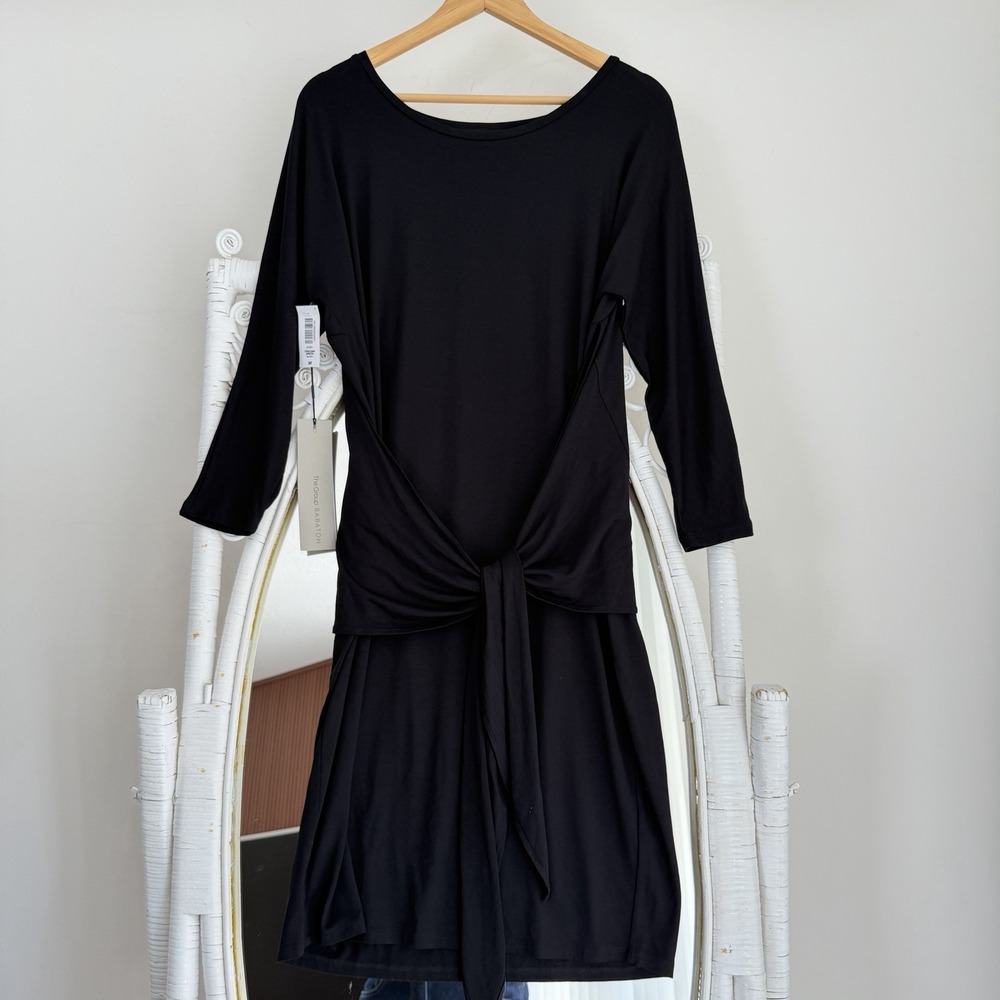 Aritzia Babaton Friedan Jersey Wrap Dress Black Size Medium Office Career Wear